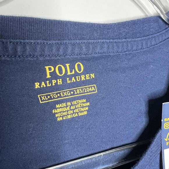 Polo Ralph Lauren Shirt Mens XL Navy USA Flag Embroidered Pony Graphic Crewneck - Picture 4 of 10